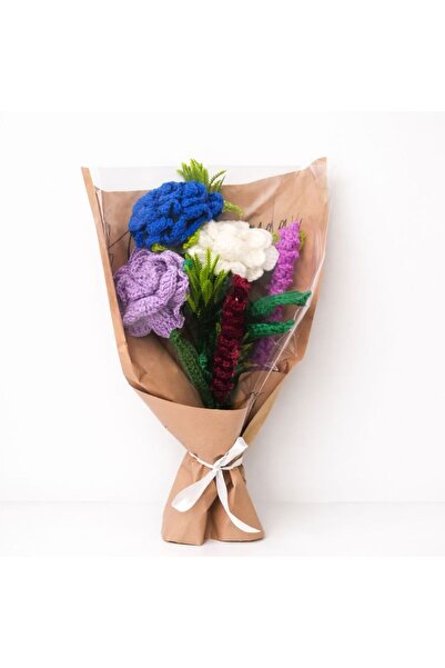 BUNILU Buchet flori crosetate – Trandafiri si lavanda decorative textile mult...