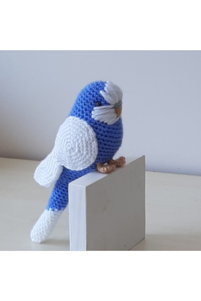 nildamigurumi Amigurumi Kuş Muhabbet Kuşu Koyu Mavi