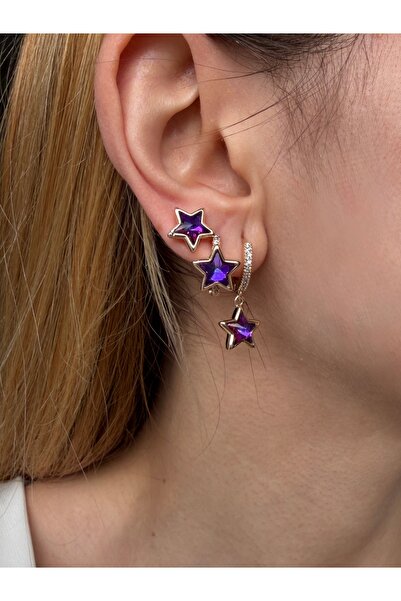 SOPHELIA ACCESSORIES Mor Yıldız Küpe