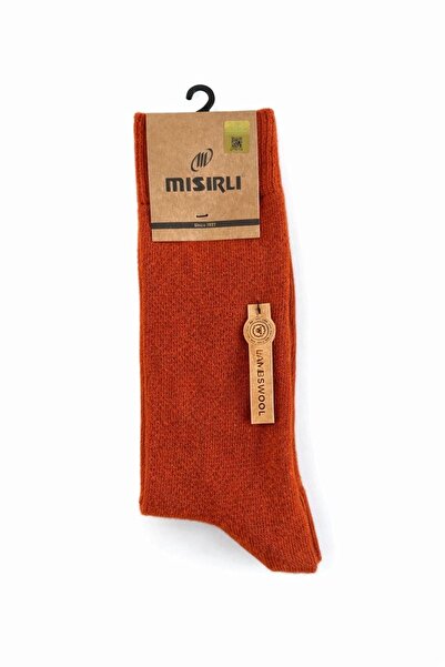 Mısırlı Erkek Koyun Yünü Tekli Soket Çorap - Kiremit
