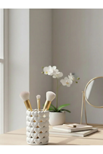 GLOWİFY PRİME منظم على شكل قلب وردي - حامل فرشاة المكياج وحامل الأقلام ومنظم ...