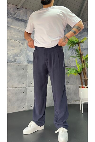 PEERLESS STORE Modal Fabric Pleated Baggy Pants