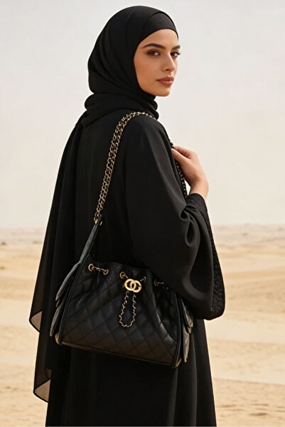 Louis Vettriano Women’s Quilted Leather Hobo Bag with Chain Strap Drawstring ...