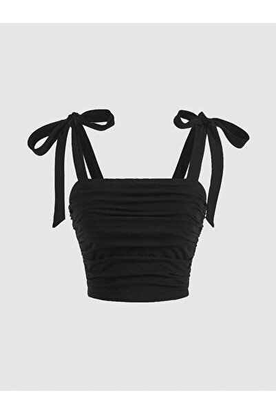 NACRE Kadın Beyaz Bağlamalı Askılı Crop Top