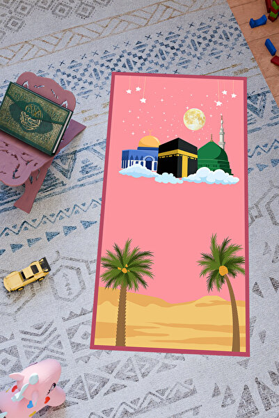 Charmbi سجادة صلاة بتصميم خاص للأطفال - قاعدة مضادة للانزلاق وطباعة رقمية بأن...