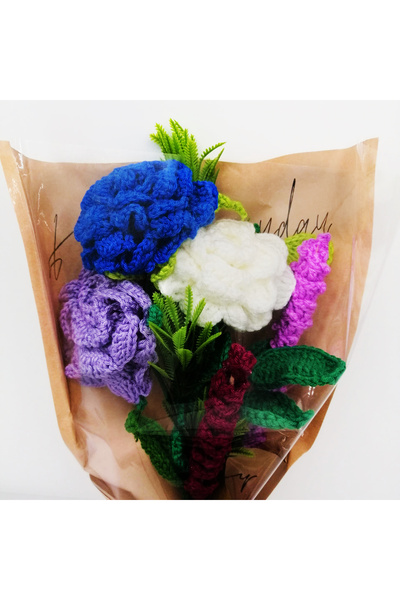 BUNILU Buchet flori crosetate – Trandafiri si lavanda decorative textile multicolore