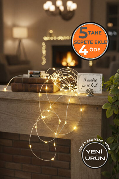 Soft Kare 3 Metre Peri LED Işık – Pilli, Sıcak Beyaz Dekoratif Tel LED – Ev,O...