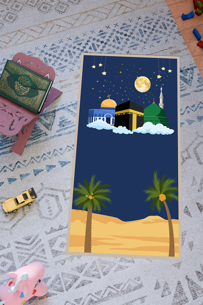 Charmbi Special Design Prayer Rug for Children – Non-Slip Base & Colorful Pat...