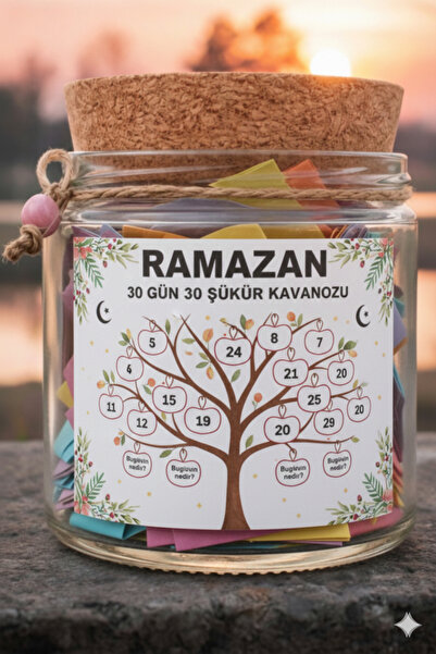 Animory Ramazan Şükür Kavanozu – 30 Gün 30 Şükür - Günlük Şükür Kartları – Ma...
