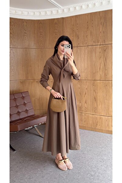 HAZELANNA Şallı Kahve Elbise