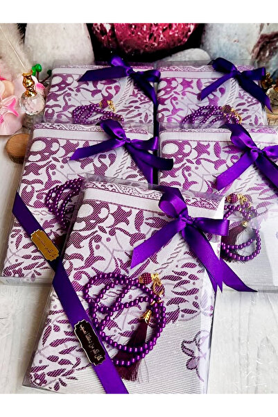 asia collection طقم سجادة صلاة من الأسيتات مع علبة، 5 قطع