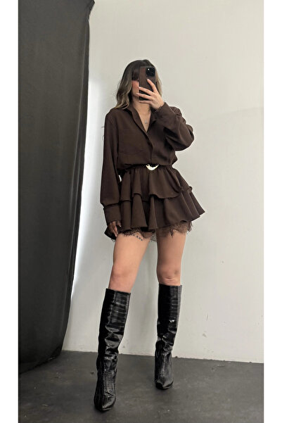 nona butik Noir Shirt Dress - Brown