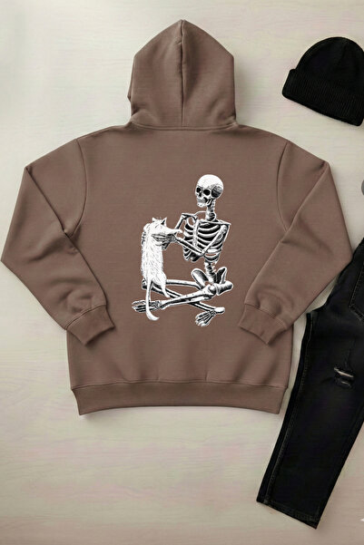 OXVİN Cats  Printed Unisex Hooded Kangaroo Pocket 3 Thread Puff (Fleece Insid...