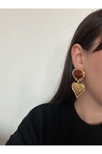 Charmist أقراط قهوة على شكل قلب من الفولاذ