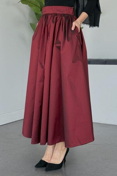 Şulemoda Giyim Taffeta Skirt Burgundy