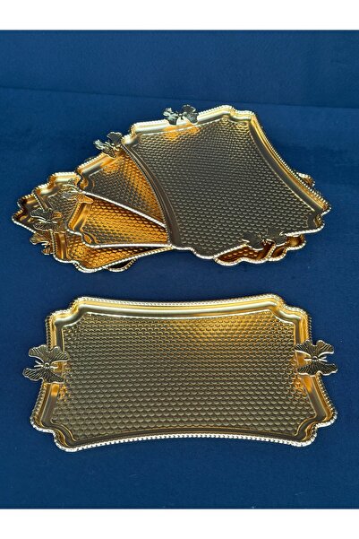 Hediye Köşkü 6lı Kelebekli Metal Lüks Sunum Tepsisi