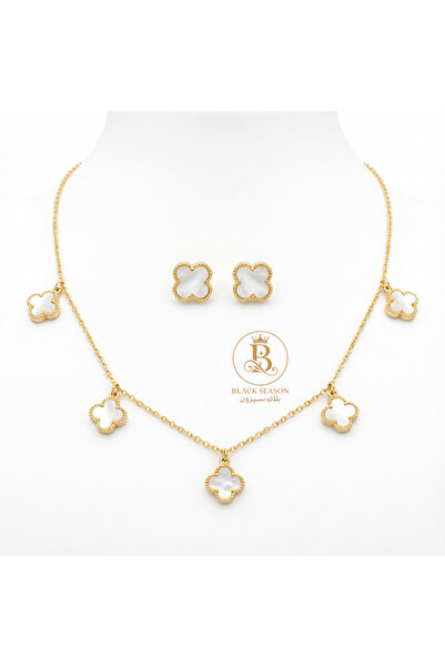 Black Season طقم سلسال شوكر + 2 حلق - زاركون | بلاك سيزون