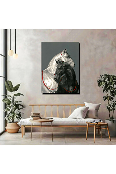 artprinta Siyah & Beyaz Modern At Duvar Tablosu