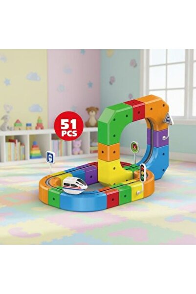 AMNIX Set Tren Educativ 3D, 51 Piese, Multicolor, Pentru Copii 3–8 Ani