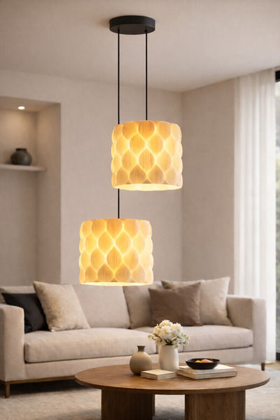 Rekatech Retro Beyaz 2'li Sarkıt Lamba Modern Avize Tasarım Salon Mutfak Ofis...