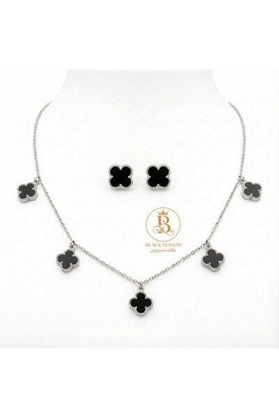 Black Season طقم سلسال شوكر + 2 حلق - زاركون | بلاك سيزون