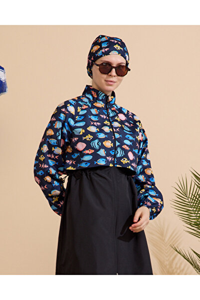 GAVLİA Women's Hijab Swimsuit 4-Piece Set Full Coverage Zippered..