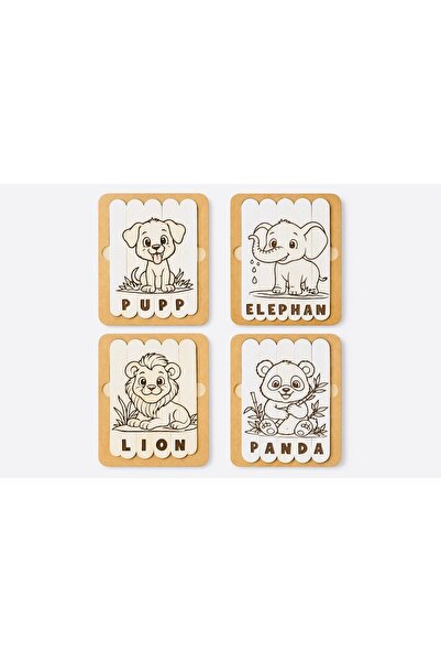 Reparix Design Ahşap Eğitici Boyama Puzzle 4’lü Set – Islak Mendille Silinebi...