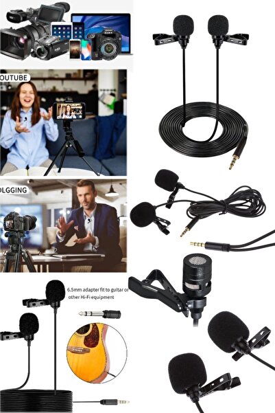 Munico Radyo Canlı Ders İçin Çift Mini Lavalier Mikrofon 3.5mm Kafa Mini Yaka...