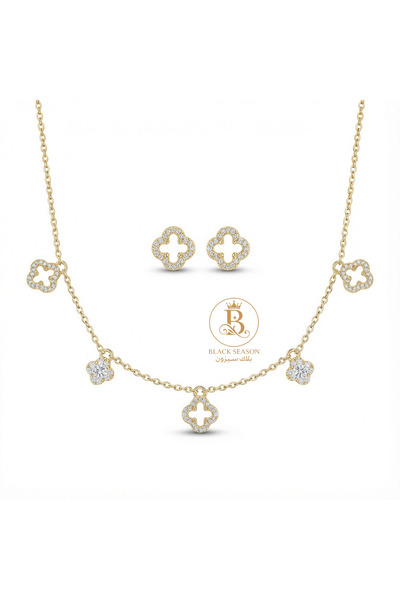 Black Season طقم سلسال شوكر + 2 حلق - زاركون | بلاك سيزون