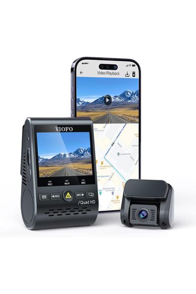 Viofo A129 Plus Duo Dual WiFi Dashcam, GPS Modülü, 2K 1440P 60fps + 1080P Ön ...
