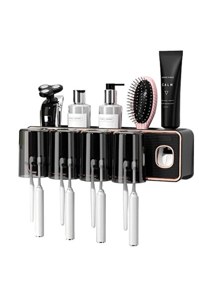 verk group Toothpaste Dispenser & Toothbrush Holder & Organizer with Cups