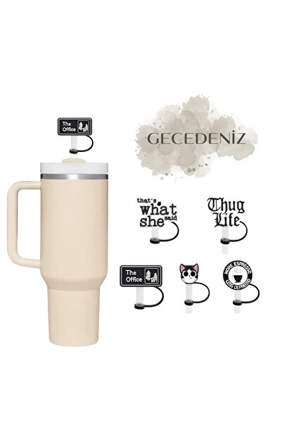 GECEDENİZ غطاء شفاطة متوافق مع التيرموس ذا أوفيس باللون الأسود