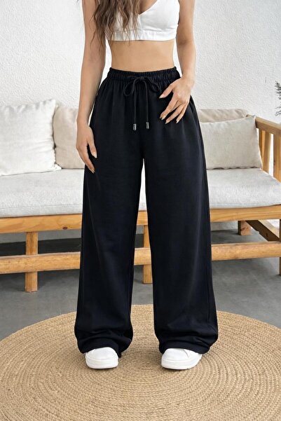 SULVERY BAGGY DÜZ PAÇA RAHAT KALIP EŞOFMAN ALTI SİYAH