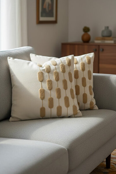 homytextiles Modern Design Punch Embroidered Decorative 2-Piece Throw Pillow ...