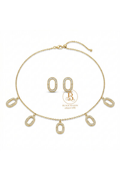 Black Season طقم سلسال شوكر + 2 حلق - زاركون | بلاك سيزون