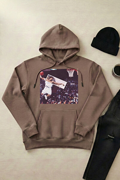 OXVİN Slam Dunk Printed Unisex Hooded Kangaroo Pocket 3 Thread Puff (with Fle...