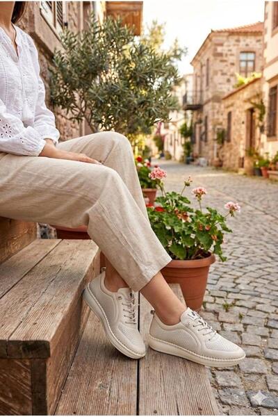 Pepita Z094 Pantofi de damă din piele naturală cu șireturi din cauciuc moale ...