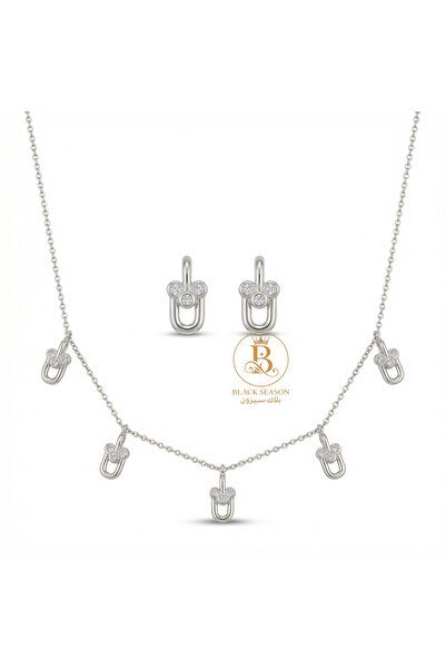 Black Season طقم سلسال شوكر + 2 حلق - زاركون | بلاك سيزون