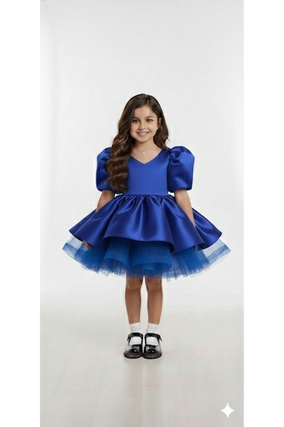 shop Kız Çocuk Kırmızı Balon Kollu Tütü Etekli Elbise,Mezuniyet Elbisesi, Abi...