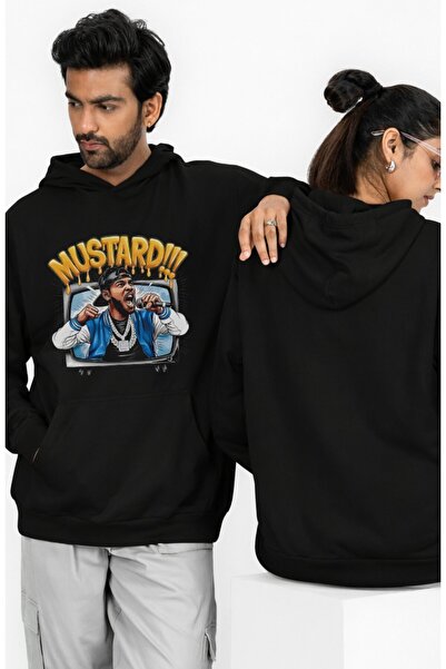 Fuddy Moda سويت شيرت بقلنسوة مطبوع عليه الخردل للجنسين، هودي بتصميم كيندريك ل...