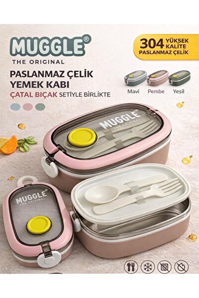 BuradaBuldun Stainless Steel Food Container 750 ml - with Fork and Spoon Set,...