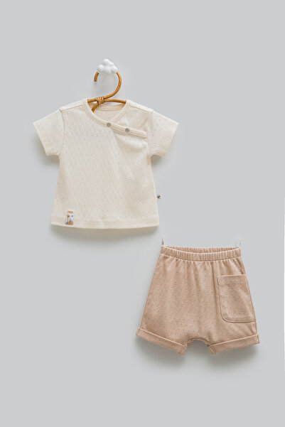 Caramell 100% Cotton Baby Boy Shorts Set - Double-Breasted Collar Short Sleev...