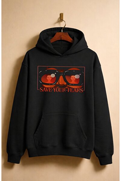 Fuddy Moda Hanorac unisex cu glugă cu imprimeu Save Your Tears tricou , Hanor...