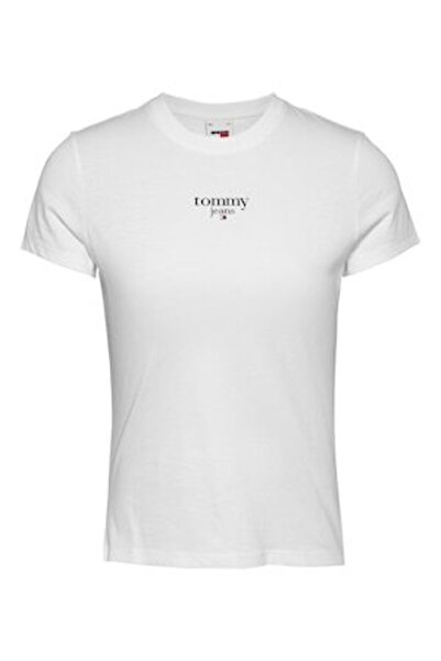 Tommy Jeans Women's T-Shirt with Round Neck and Logo, White, XL