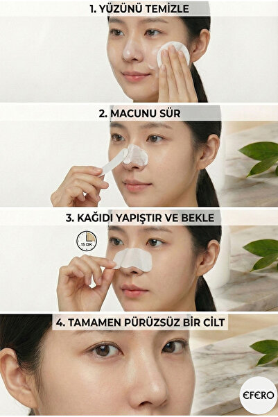 efero Siyah Nokta Bandı Nose Plants Burun Alın Yanak ve Çene (60 adet kağıt ile birlikte )
