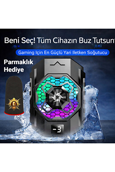 kruxon SL31 Profesyonel Buz Tutan Telefon Soğutucu RGB Işıklı Oyun Fanı + Des...