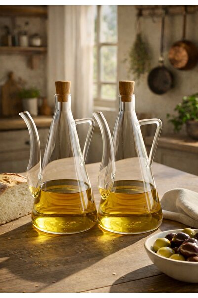 Pembelia Life Fenomen 2’li Cam Yağdanlık 750 ml Sızdırmaz Kapaklı Ayçiçek Yağ...