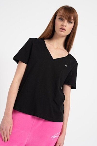 Tommy Jeans Tricou din bumbac cu decolteu în V