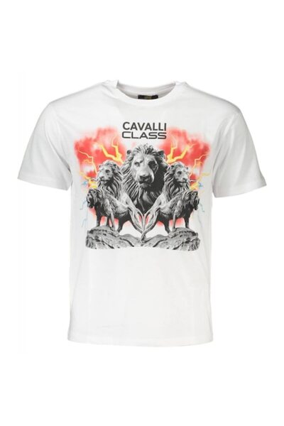 Cavalli Class Men's T-Shirt, Cavalli Class, Regular Fit, Print, White, Cotton