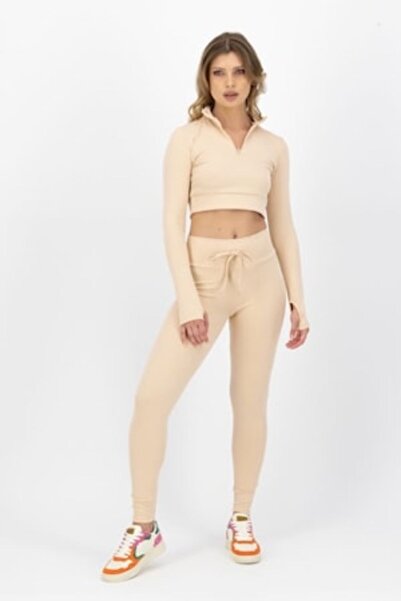 Kings & Clowns Set of blouse and leggings for women, Kings & Clowns, Cream, S